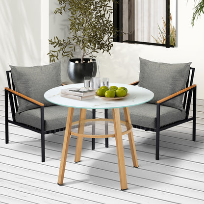 Livsip 3 Piece Outdoor Dining Setting Table w/Storage Shelf-Outdoor Dining Set-PEROZ Accessories