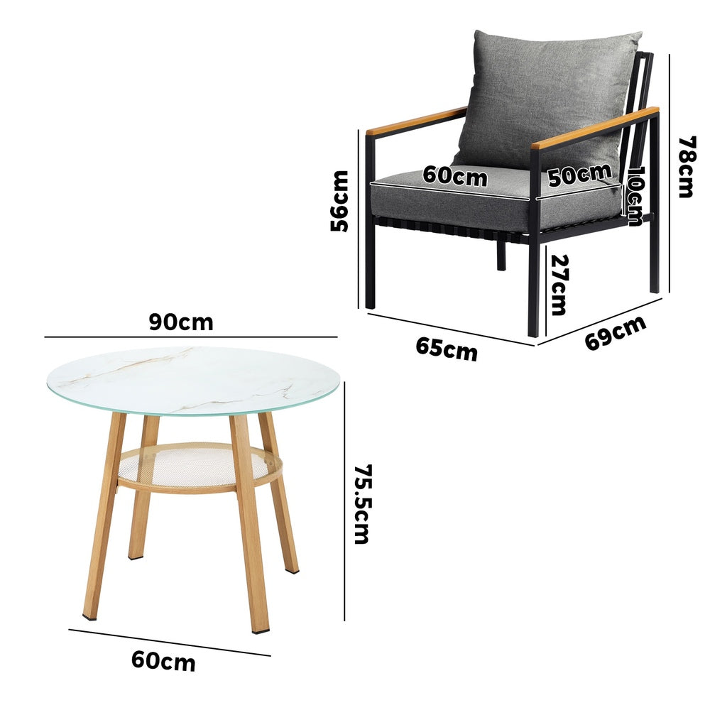 Livsip 5 Piece Outdoor Dining Setting Table w/Storage Shelf-Outdoor Dining Set-PEROZ Accessories