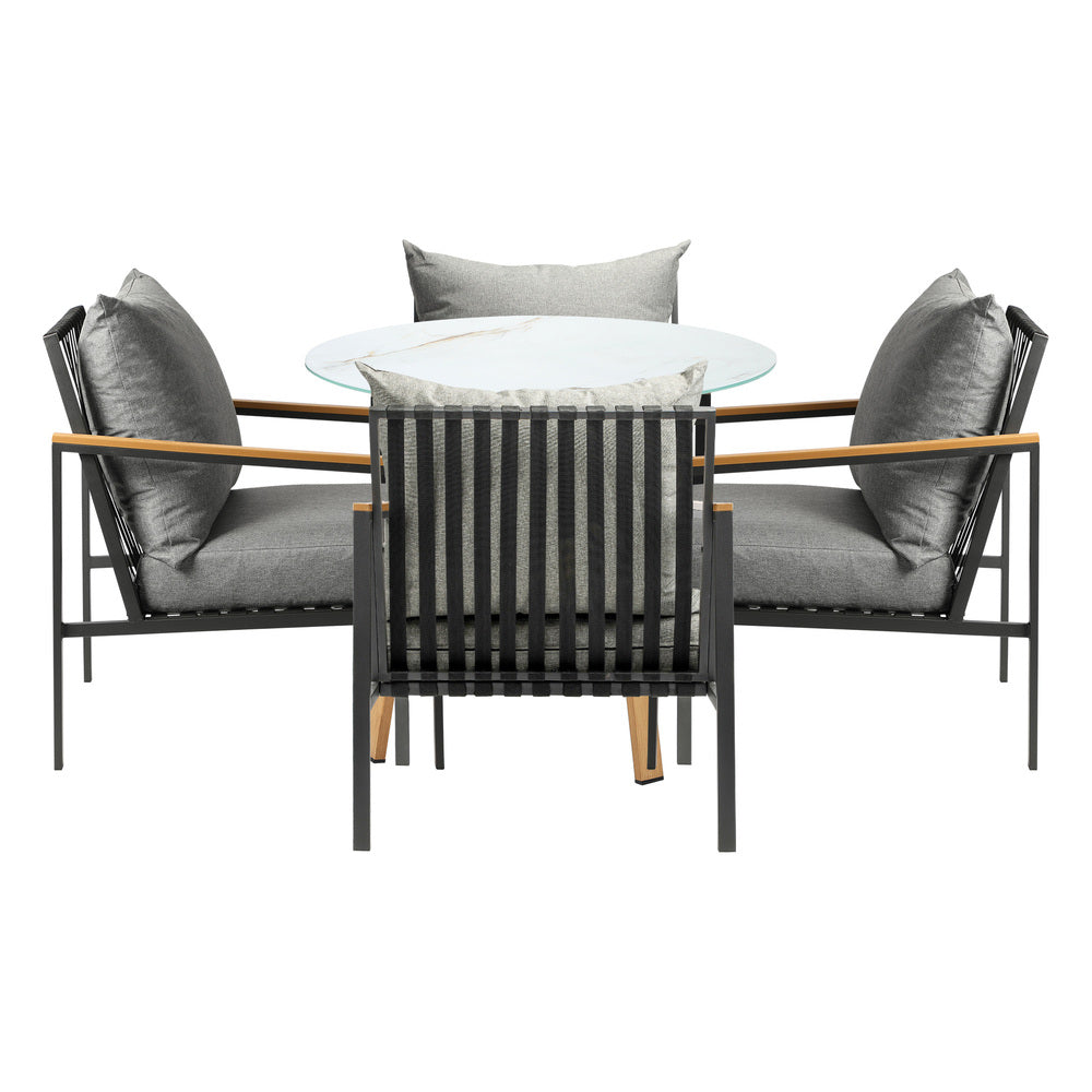 Livsip 5 Piece Outdoor Dining Setting Table w/Storage Shelf-Outdoor Dining Set-PEROZ Accessories