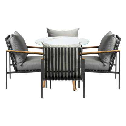 Livsip 5 Piece Outdoor Dining Setting Table w/Storage Shelf-Outdoor Dining Set-PEROZ Accessories
