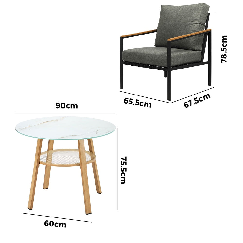 Livsip Outdoor Patio Set Lounge Bistro Dining Set 2 Seater-Outdoor Dining Set-PEROZ Accessories