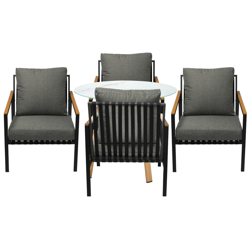 Livsip Outdoor Patio Set Lounge Bistro Dining Set 4 Seater-Outdoor Dining Set-PEROZ Accessories