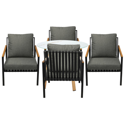 Livsip Outdoor Patio Set Lounge Bistro Dining Set 4 Seater-Outdoor Dining Set-PEROZ Accessories