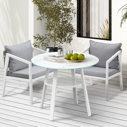 Livsip Outdoor Dining Setting Lounge Chair Bistro Set 3PCS White-Outdoor Dining Set-PEROZ Accessories