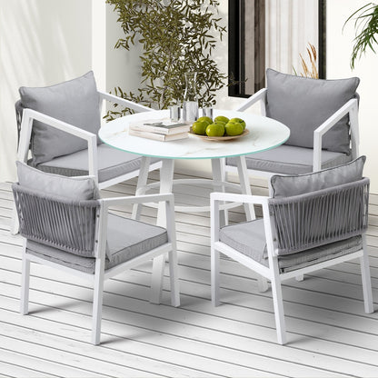 Livsip Outdoor Dining Setting Lounge Chair Bistro Set 5PCS White-Outdoor Dining Set-PEROZ Accessories