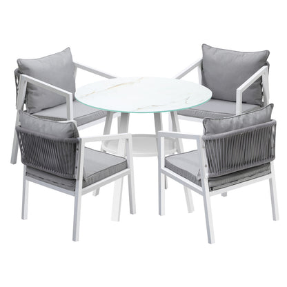 Livsip Outdoor Dining Setting Lounge Chair Bistro Set 5PCS White-Outdoor Dining Set-PEROZ Accessories