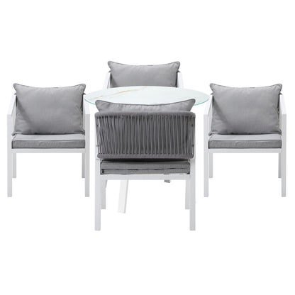 Livsip Outdoor Dining Setting Lounge Chair Bistro Set 5PCS White-Outdoor Dining Set-PEROZ Accessories