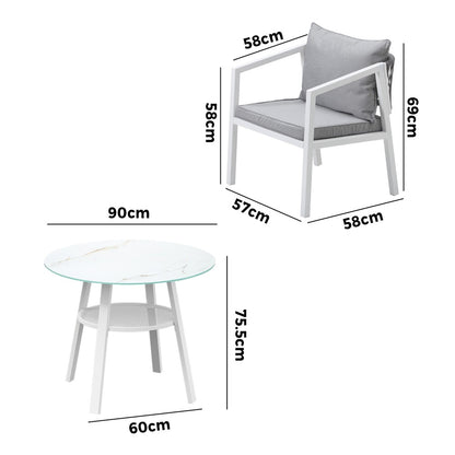 Livsip Outdoor Dining Setting Lounge Chair Bistro Set 5PCS White-Outdoor Dining Set-PEROZ Accessories