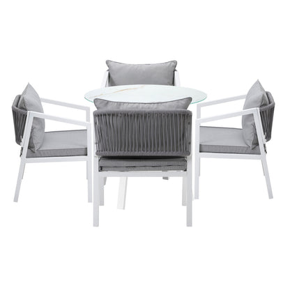 Livsip Outdoor Dining Setting Lounge Chair Bistro Set 5PCS White-Outdoor Dining Set-PEROZ Accessories