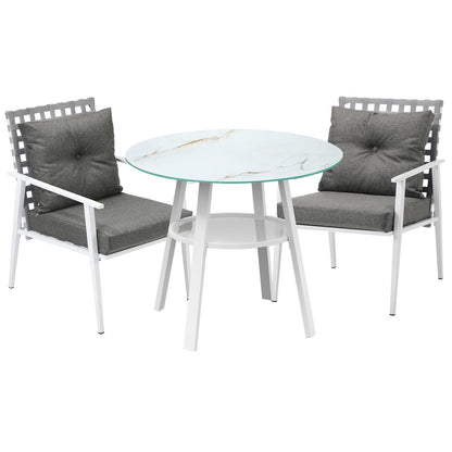 Livsip Outdoor Dining Set 3PCS Marble Table Rattan Chair-Outdoor Dining Set-PEROZ Accessories