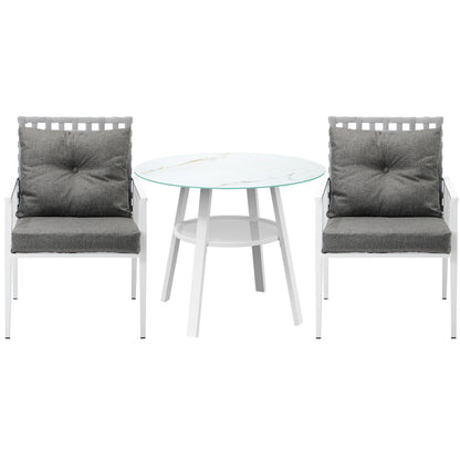 Livsip Outdoor Dining Set 3PCS Marble Table Rattan Chair-Outdoor Dining Set-PEROZ Accessories