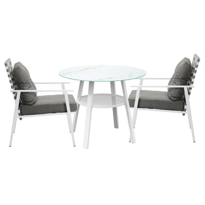 Livsip Outdoor Dining Set 3PCS Marble Table Rattan Chair-Outdoor Dining Set-PEROZ Accessories
