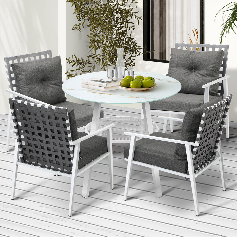 Livsip Outdoor Dining Set 5PCS Marble Table Rattan Chair-Outdoor Dining Set-PEROZ Accessories