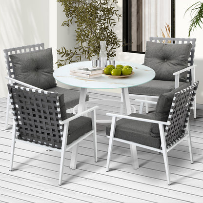 Livsip Outdoor Dining Set 5PCS Marble Table Rattan Chair-Outdoor Dining Set-PEROZ Accessories