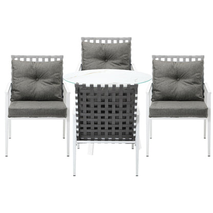 Livsip Outdoor Dining Set 5PCS Marble Table Rattan Chair-Outdoor Dining Set-PEROZ Accessories