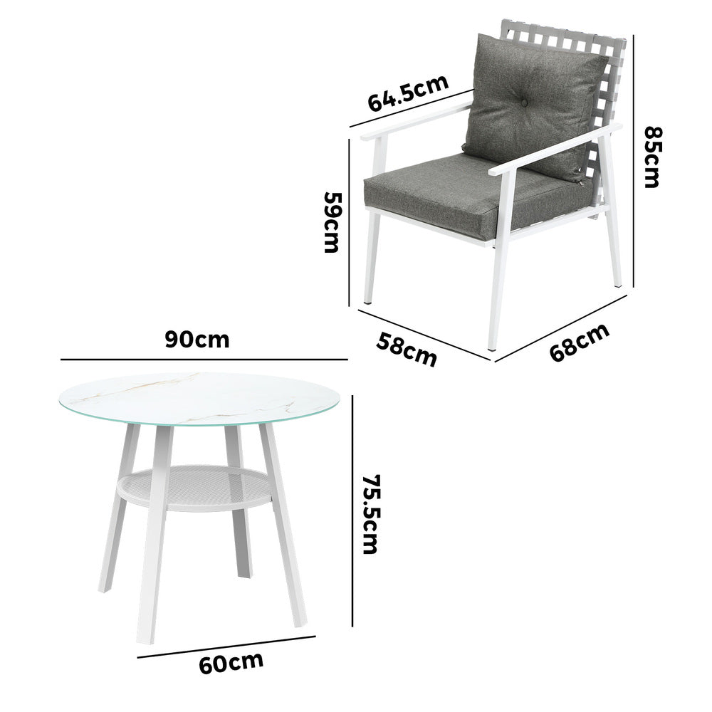Livsip Outdoor Dining Set 5PCS Marble Table Rattan Chair-Outdoor Dining Set-PEROZ Accessories