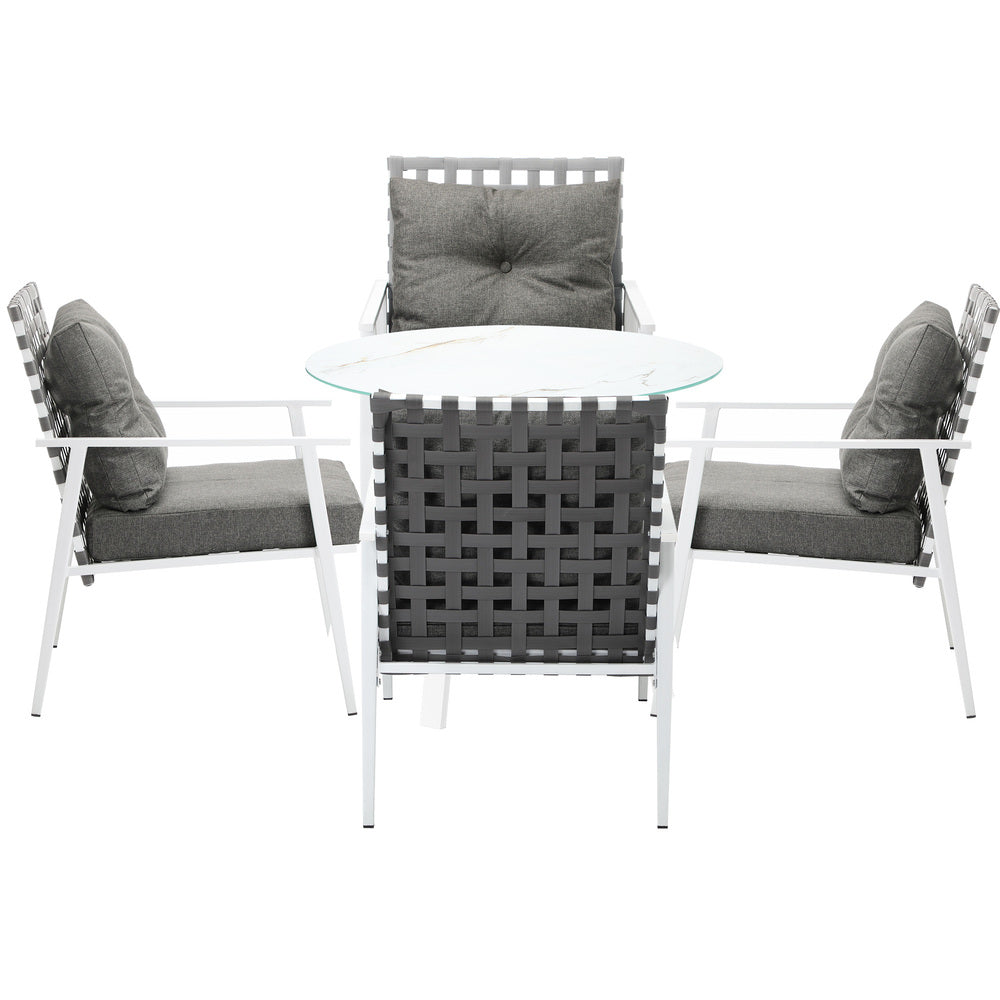 Livsip Outdoor Dining Set 5PCS Marble Table Rattan Chair-Outdoor Dining Set-PEROZ Accessories