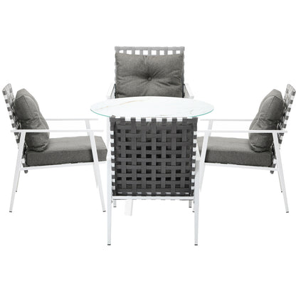 Livsip Outdoor Dining Set 5PCS Marble Table Rattan Chair-Outdoor Dining Set-PEROZ Accessories