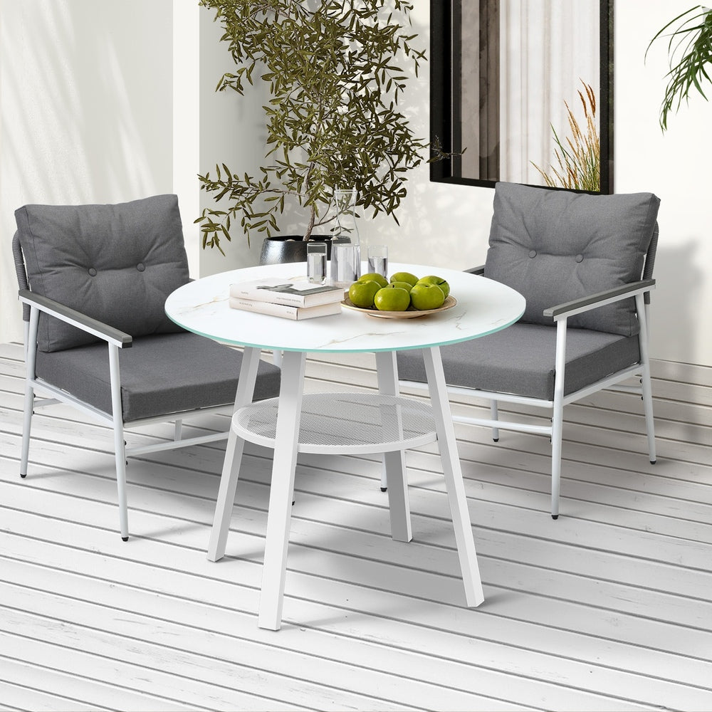 Livsip Outdoor Dining Setting 2 Seater Tempered Glass Table-Outdoor Dining Set-PEROZ Accessories