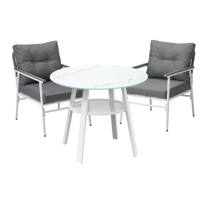 Livsip Outdoor Dining Setting 2 Seater Tempered Glass Table-Outdoor Dining Set-PEROZ Accessories