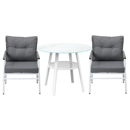 Livsip Outdoor Dining Setting 2 Seater Tempered Glass Table-Outdoor Dining Set-PEROZ Accessories