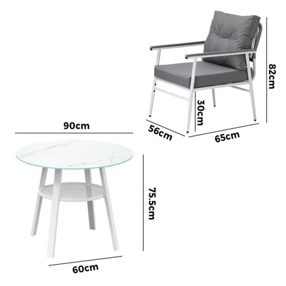 Livsip Outdoor Dining Setting 2 Seater Tempered Glass Table-Outdoor Dining Set-PEROZ Accessories