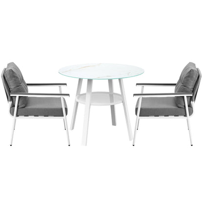 Livsip Outdoor Dining Setting 2 Seater Tempered Glass Table-Outdoor Dining Set-PEROZ Accessories