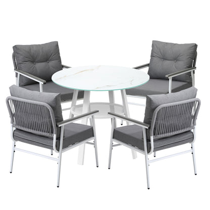 Livsip Outdoor Dining Setting 4 Seater Tempered Glass Table-Outdoor Dining Set-PEROZ Accessories