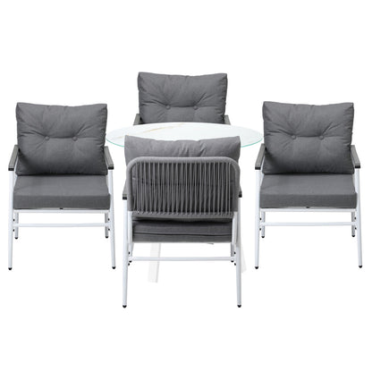 Livsip Outdoor Dining Setting 4 Seater Tempered Glass Table-Outdoor Dining Set-PEROZ Accessories
