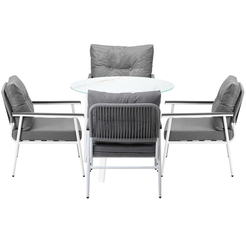 Livsip Outdoor Dining Setting 4 Seater Tempered Glass Table-Outdoor Dining Set-PEROZ Accessories
