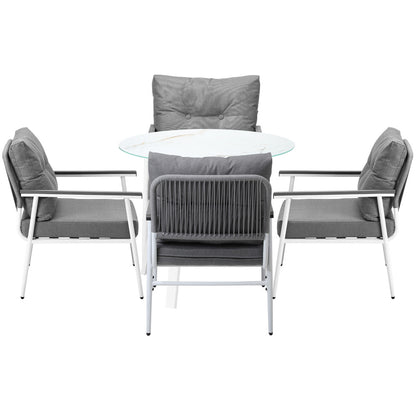 Livsip Outdoor Dining Setting 4 Seater Tempered Glass Table-Outdoor Dining Set-PEROZ Accessories