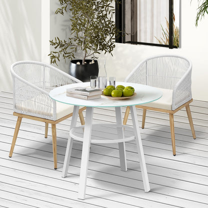 Livsip 3PCS Outdoor Dining Setting Table w/Storage Shelf-Outdoor Dining Set-PEROZ Accessories
