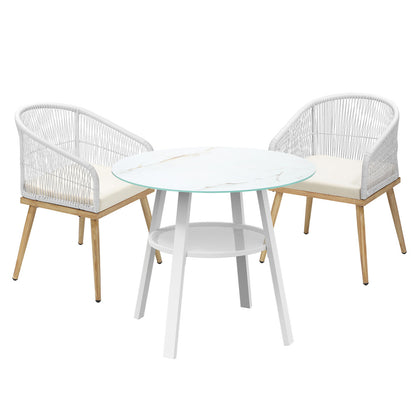 Livsip 3PCS Outdoor Dining Setting Table w/Storage Shelf-Outdoor Dining Set-PEROZ Accessories