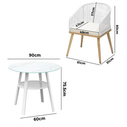 Livsip 3PCS Outdoor Dining Setting Table w/Storage Shelf-Outdoor Dining Set-PEROZ Accessories