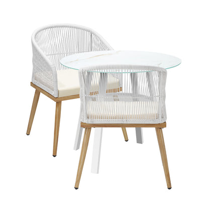 Livsip 3PCS Outdoor Dining Setting Table w/Storage Shelf-Outdoor Dining Set-PEROZ Accessories