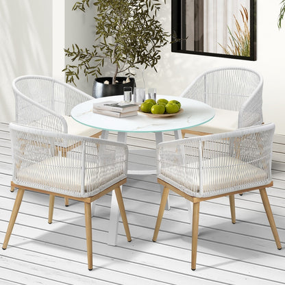 Livsip 5PCS Outdoor Dining Setting Table w/ Storage Shelf-Outdoor Dining Set-PEROZ Accessories