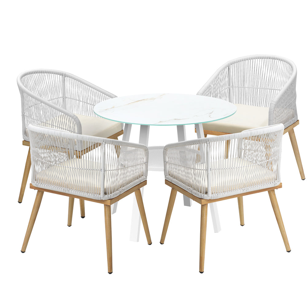 Livsip 5PCS Outdoor Dining Setting Table w/ Storage Shelf-Outdoor Dining Set-PEROZ Accessories