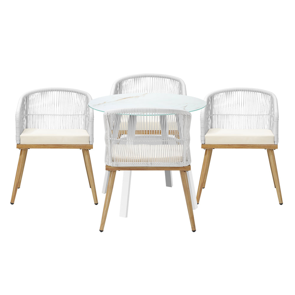 Livsip 5PCS Outdoor Dining Setting Table w/ Storage Shelf-Outdoor Dining Set-PEROZ Accessories