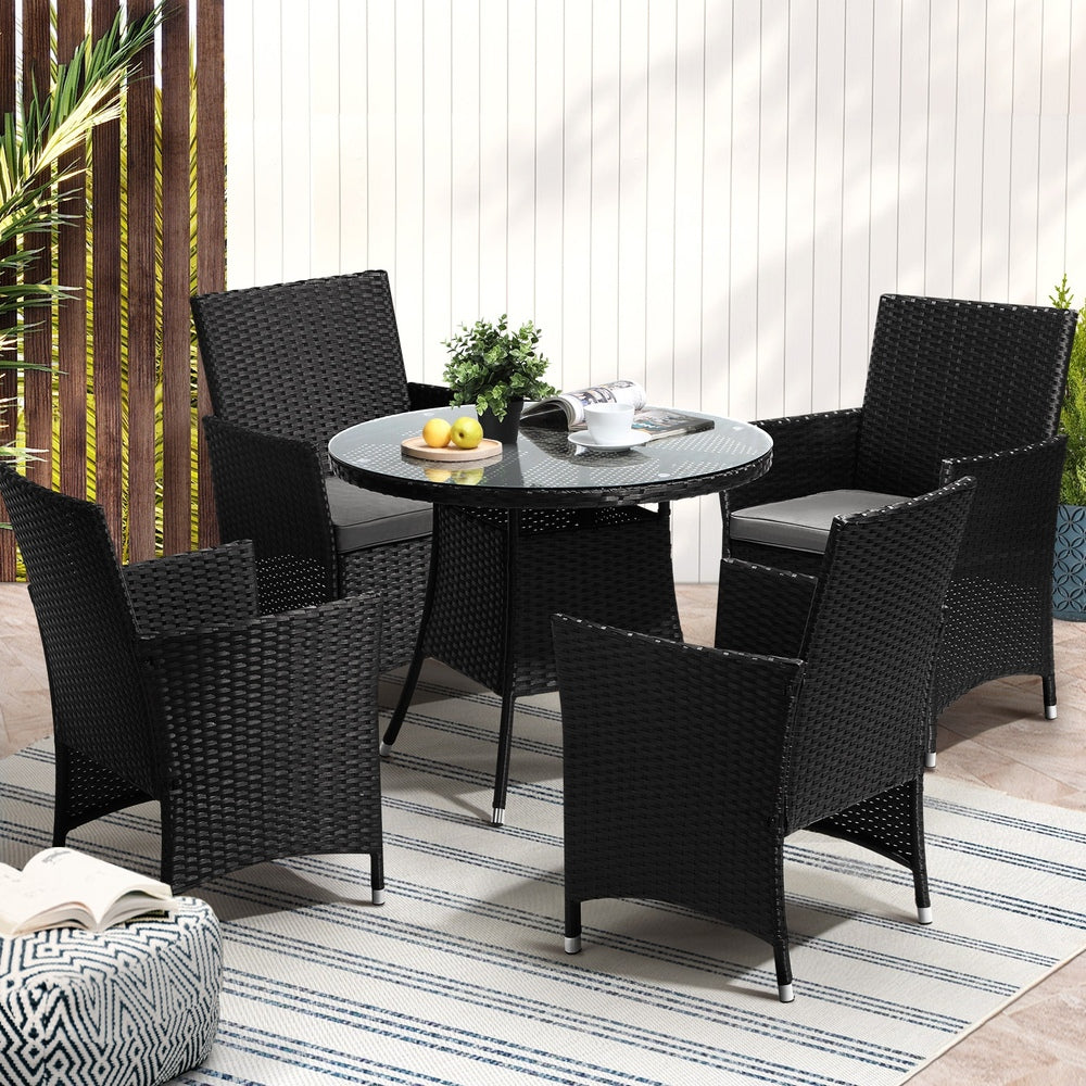 Livsip 5 PCS Outdoor Dining Set Table &amp; Chairs Patio Furniture Lounge Setting-Outdoor Dining Sets-PEROZ Accessories