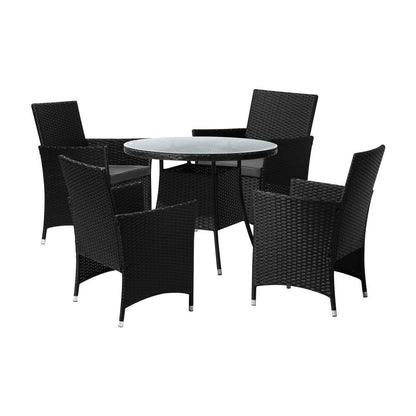 Livsip 5 PCS Outdoor Dining Set Table &amp; Chairs Patio Furniture Lounge Setting-Outdoor Dining Sets-PEROZ Accessories