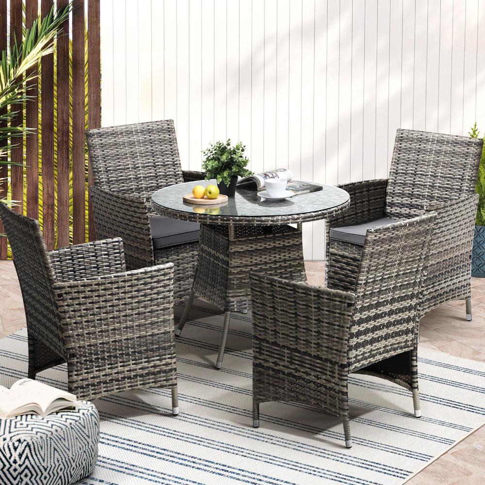 Livsip Outdoor Dining Set Table &amp; Chairs 5PCS Patio Furniture Lounge Setting-Outdoor Dining Sets-PEROZ Accessories