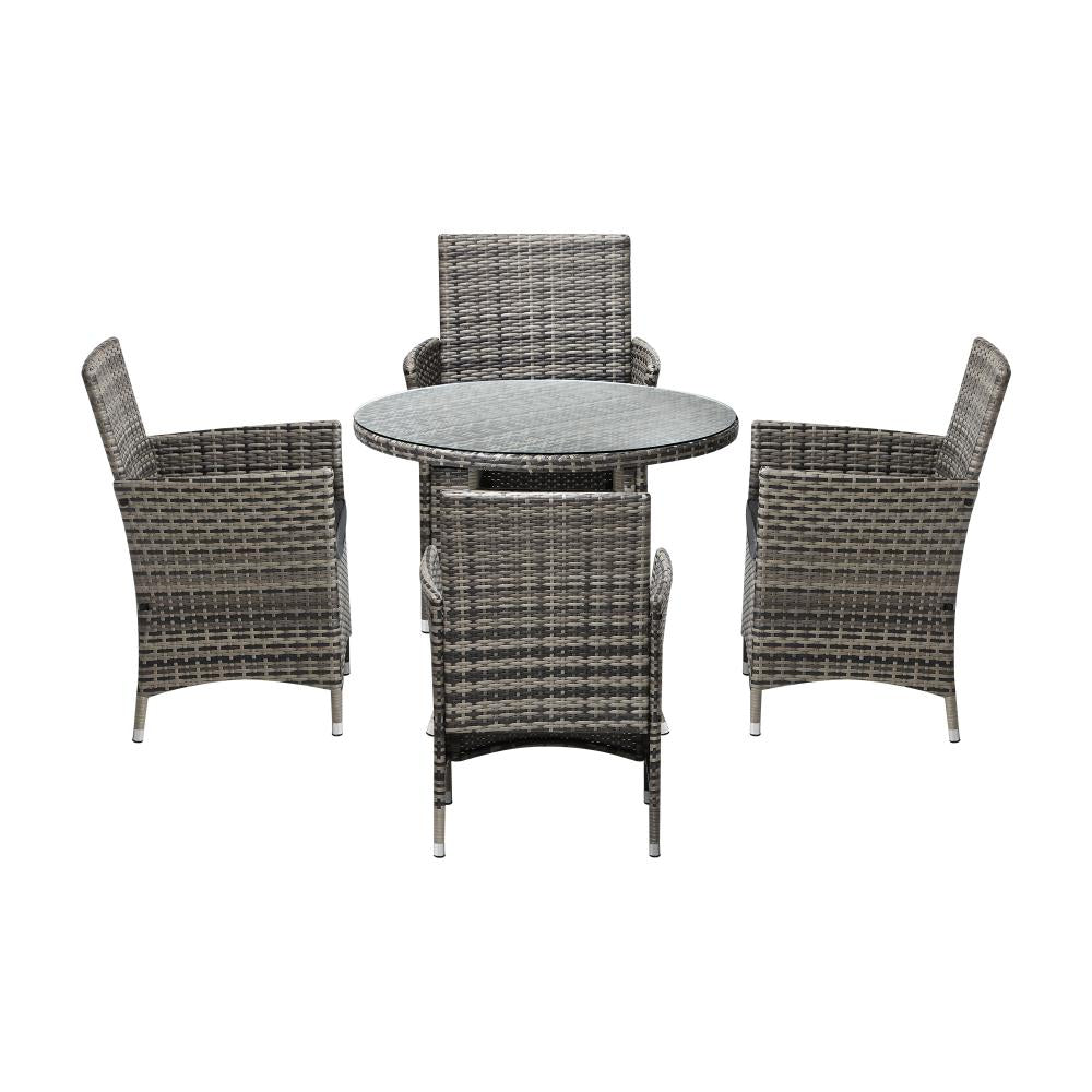 Livsip Outdoor Dining Set Table &amp; Chairs 5PCS Patio Furniture Lounge Setting-Outdoor Dining Sets-PEROZ Accessories