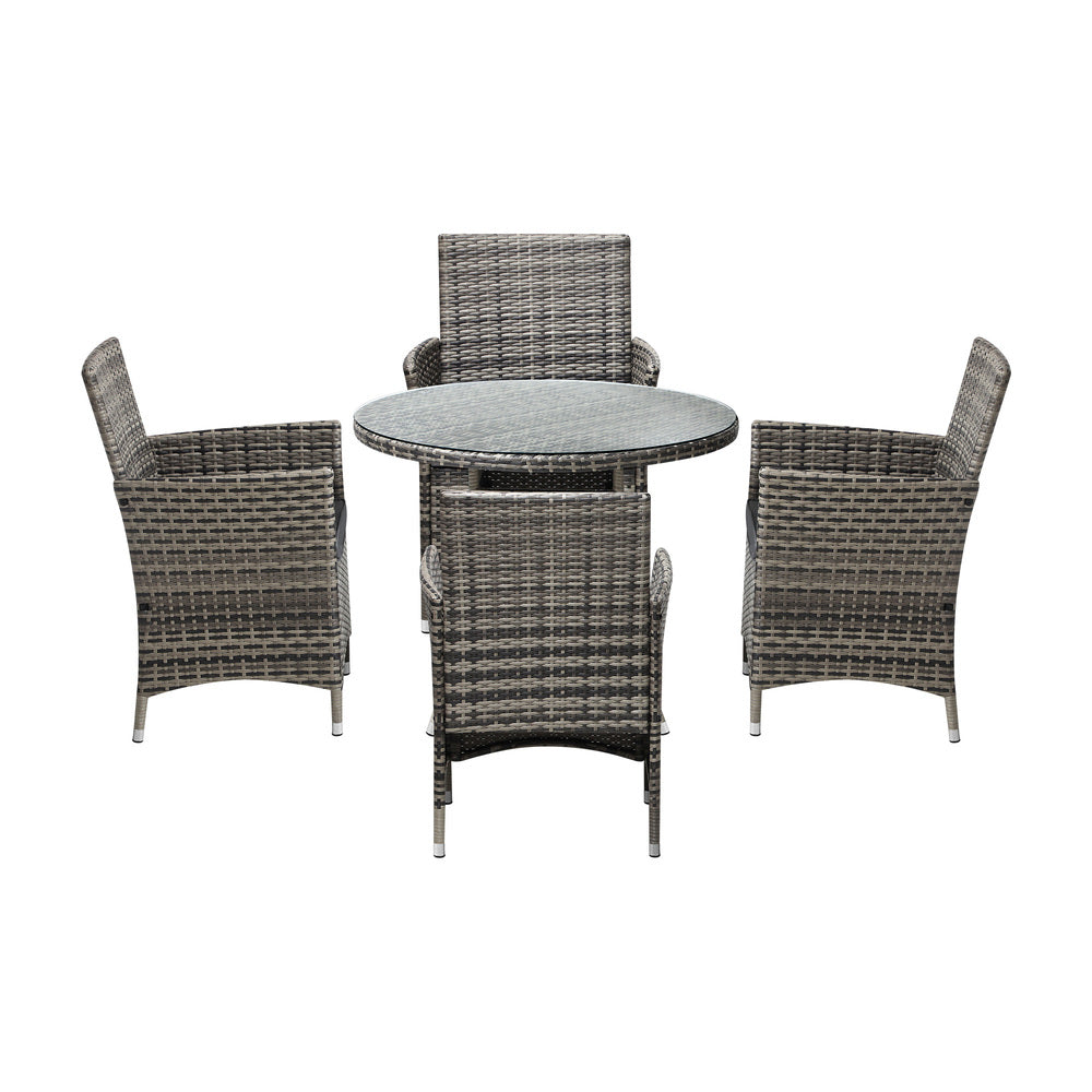 Livsip Outdoor Dining Set Table &amp; Chairs 5PCS Patio Furniture Lounge Setting-Outdoor Dining Sets-PEROZ Accessories