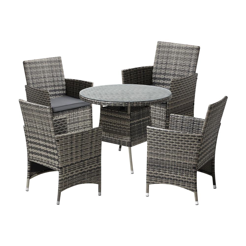 Livsip Outdoor Dining Set Table &amp; Chairs 5PCS Patio Furniture Lounge Setting-Outdoor Dining Sets-PEROZ Accessories