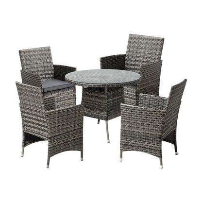 Livsip Outdoor Dining Set Table &amp; Chairs 5PCS Patio Furniture Lounge Setting-Outdoor Dining Sets-PEROZ Accessories
