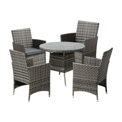 Livsip Outdoor Dining Set Table &amp; Chairs 5PCS Patio Furniture Lounge Setting-Outdoor Dining Sets-PEROZ Accessories