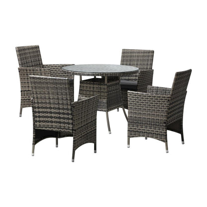 Livsip Outdoor Dining Set Table &amp; Chairs 5PCS Patio Furniture Lounge Setting-Outdoor Dining Sets-PEROZ Accessories