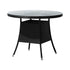Livsip Outdoor Dining Table 90CM Round Rattan Glass Table Patio Furniture Black-Outdoor Dining Sets-PEROZ Accessories