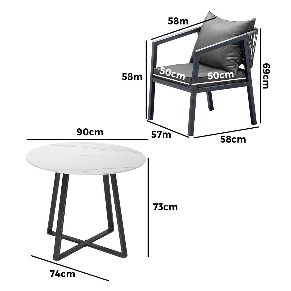 Livsip 3PCS Outdoor Dining Set Table&amp;Lounge Chair-Outdoor Dining Sets-PEROZ Accessories