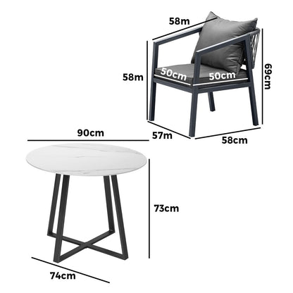 Livsip 3PCS Outdoor Dining Set Table&amp;Lounge Chair-Outdoor Dining Sets-PEROZ Accessories